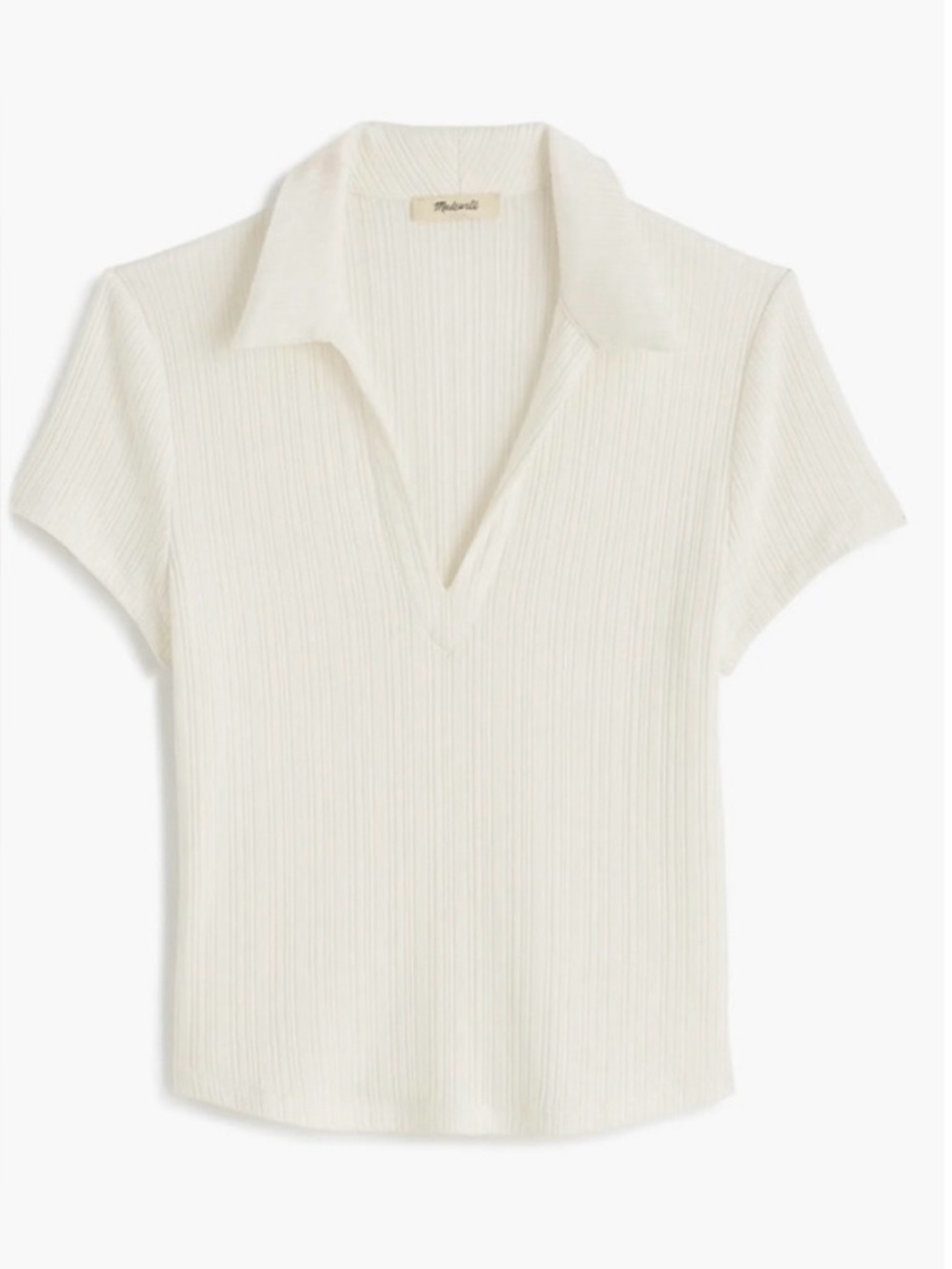 Madewell Ribbed V-Neck Polo Tee - Medium